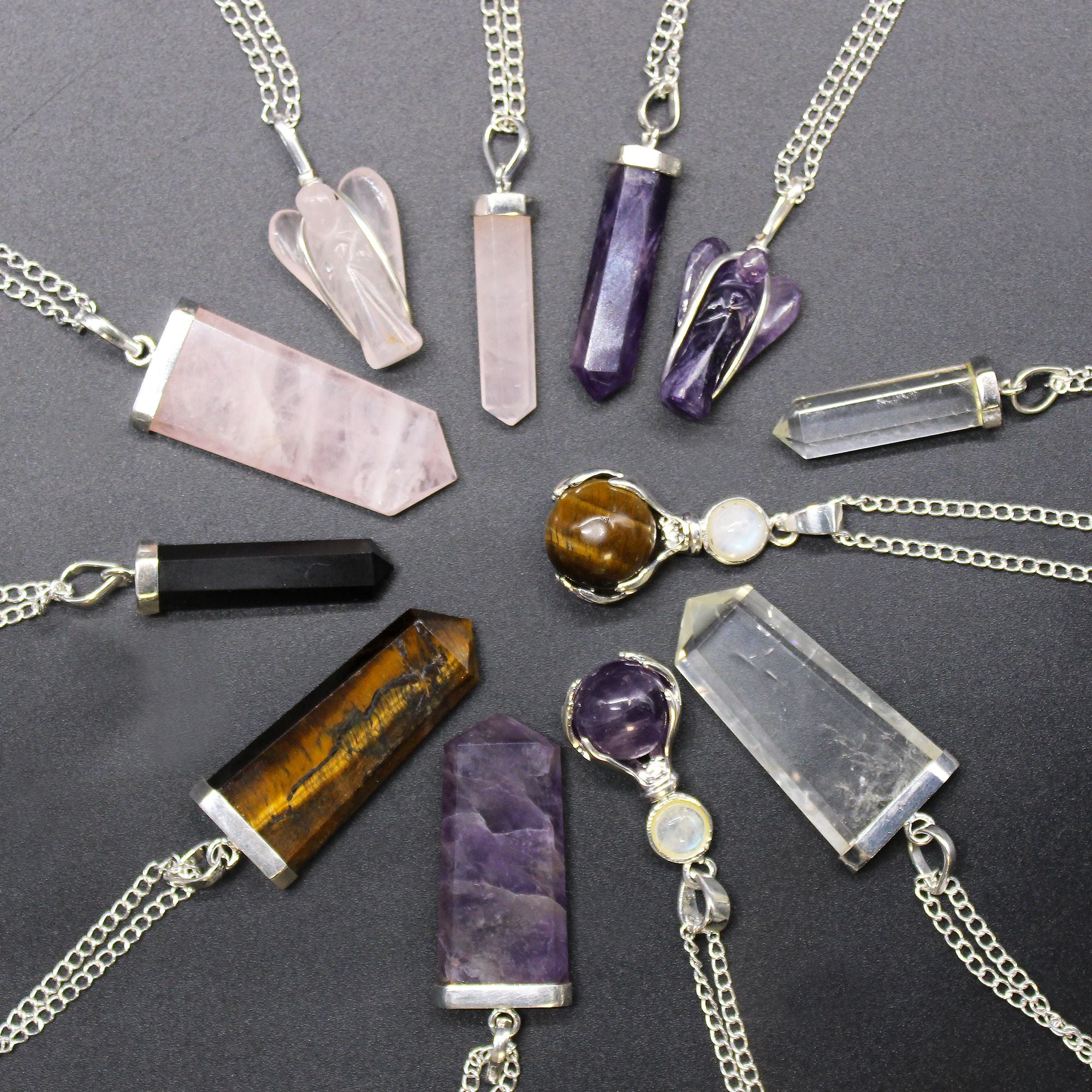 Black Agate Point Pendant – Handcrafted