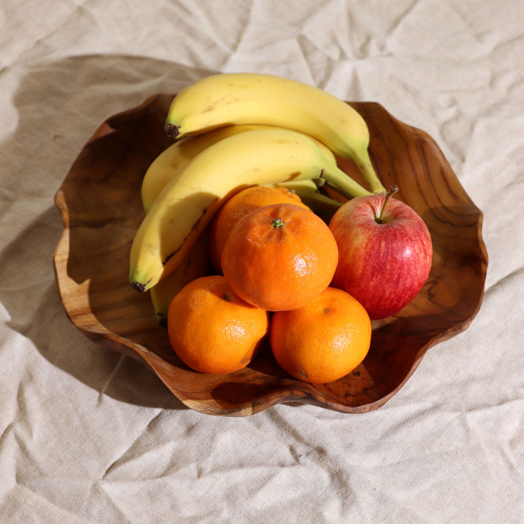 Smooth Round Teak Wood Fruit Bowl