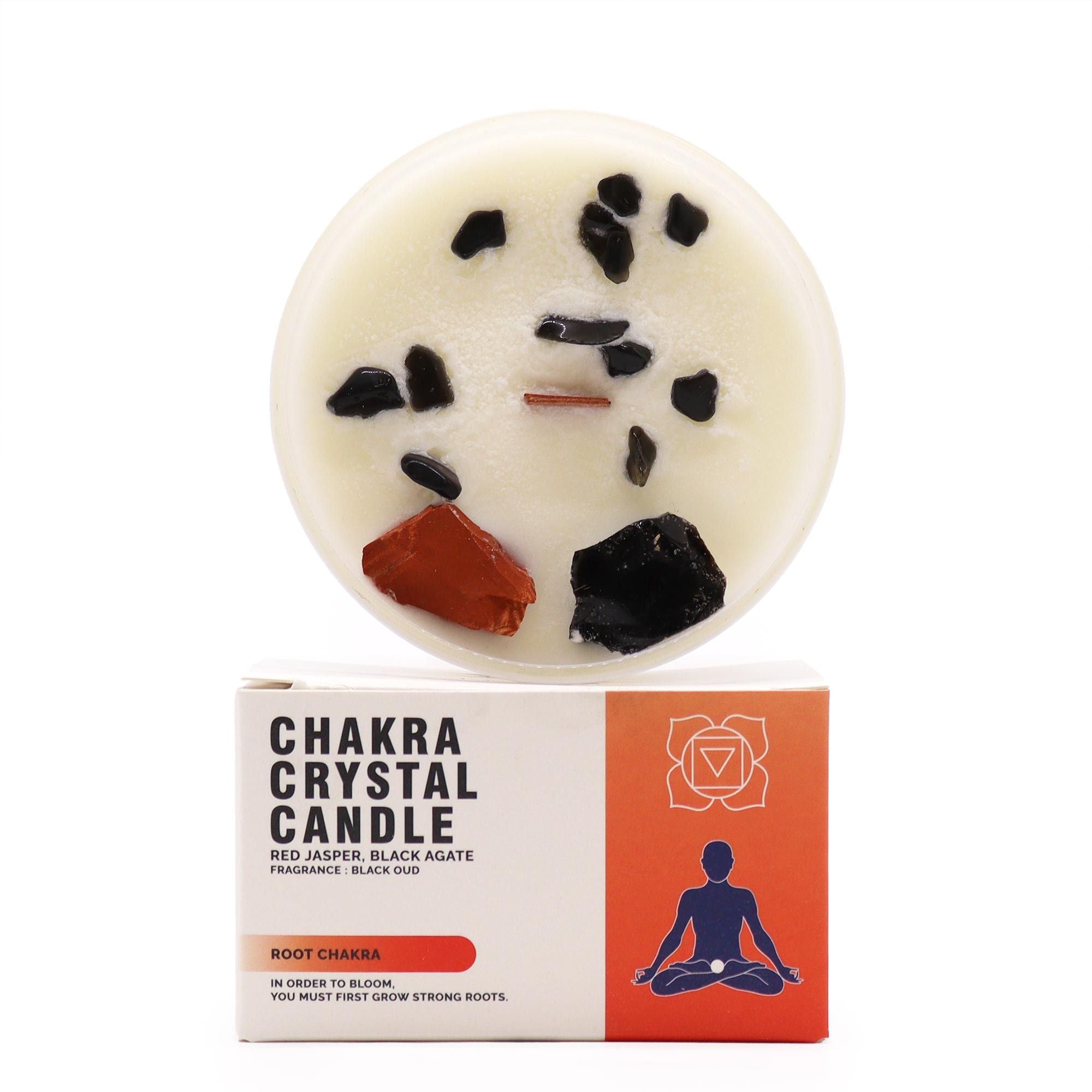 Root Chakra Crystal Candle – Black Oud