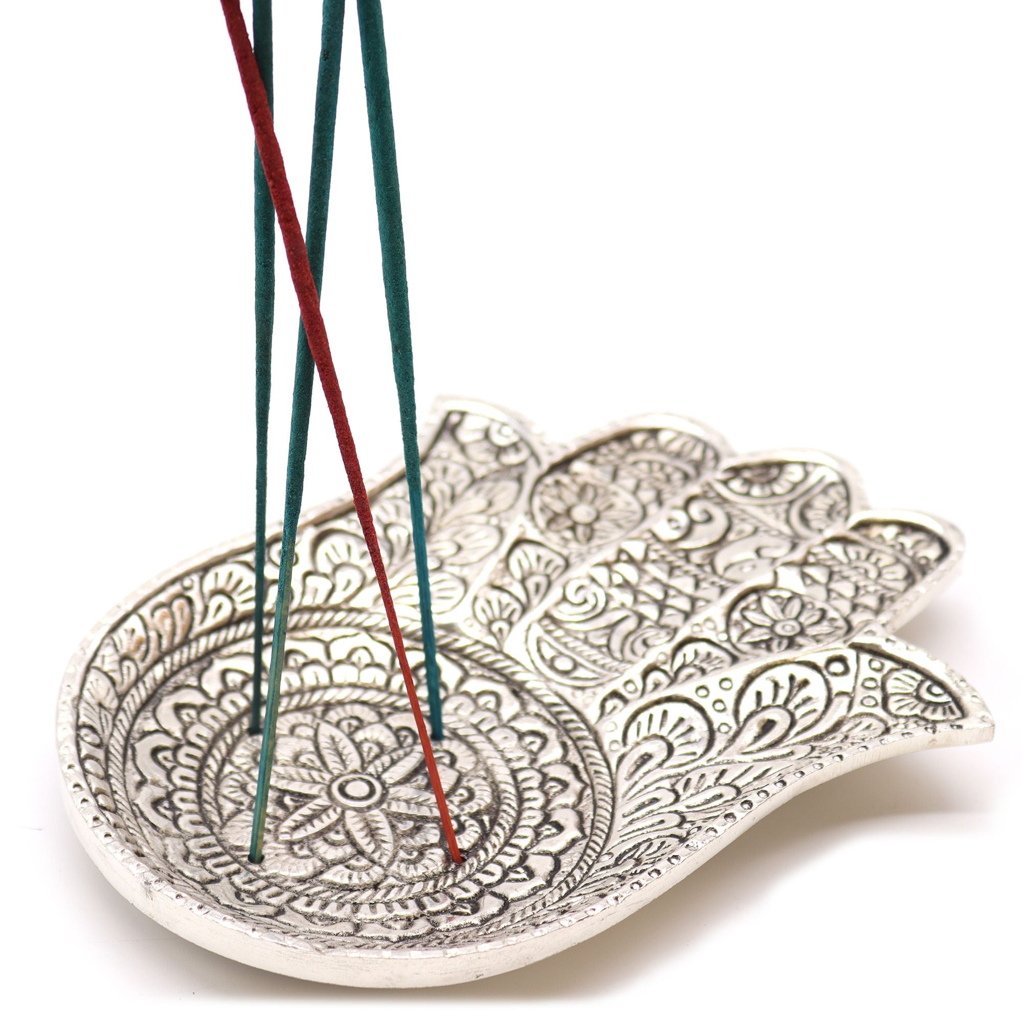Polished Aluminium Hamsa Incense Holder