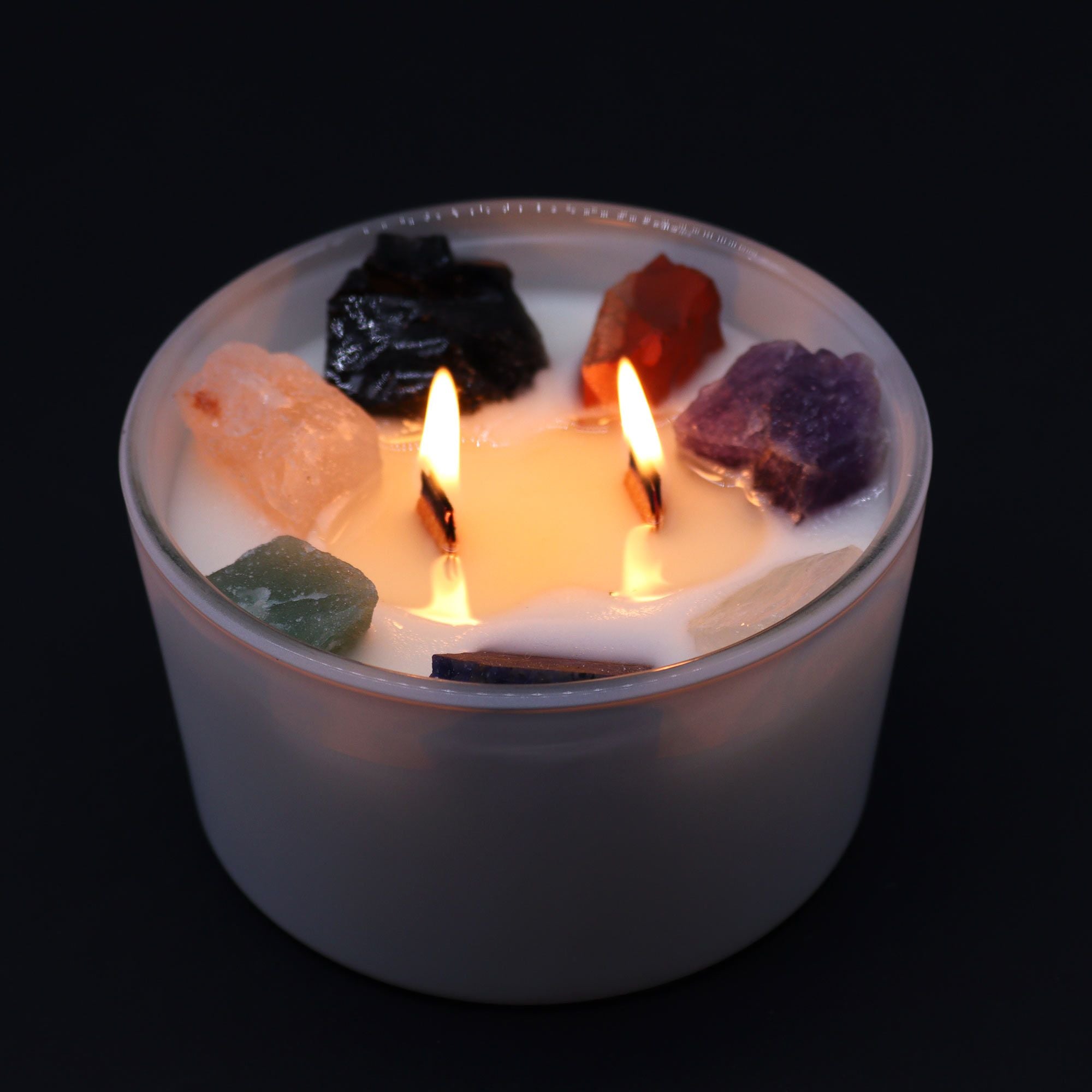 Large Seven Chakra Crystal Candle – Moon Beams