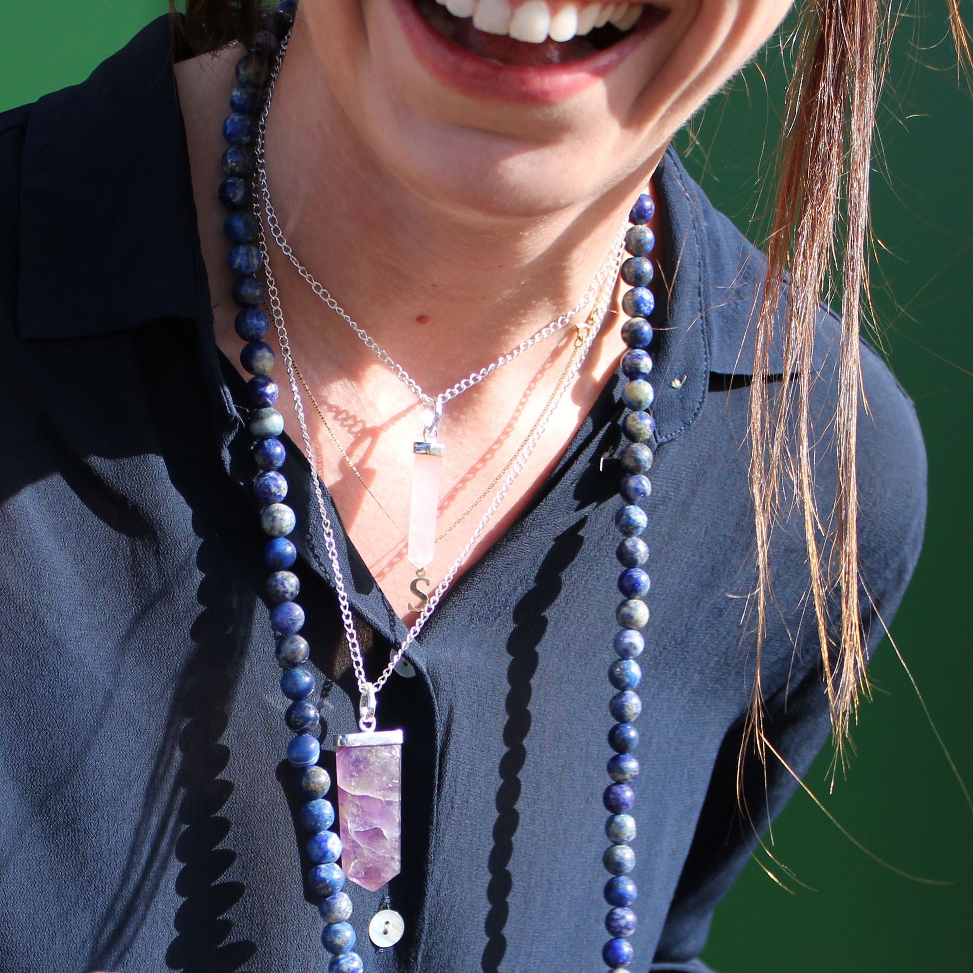 Black Agate Point Pendant – Handcrafted