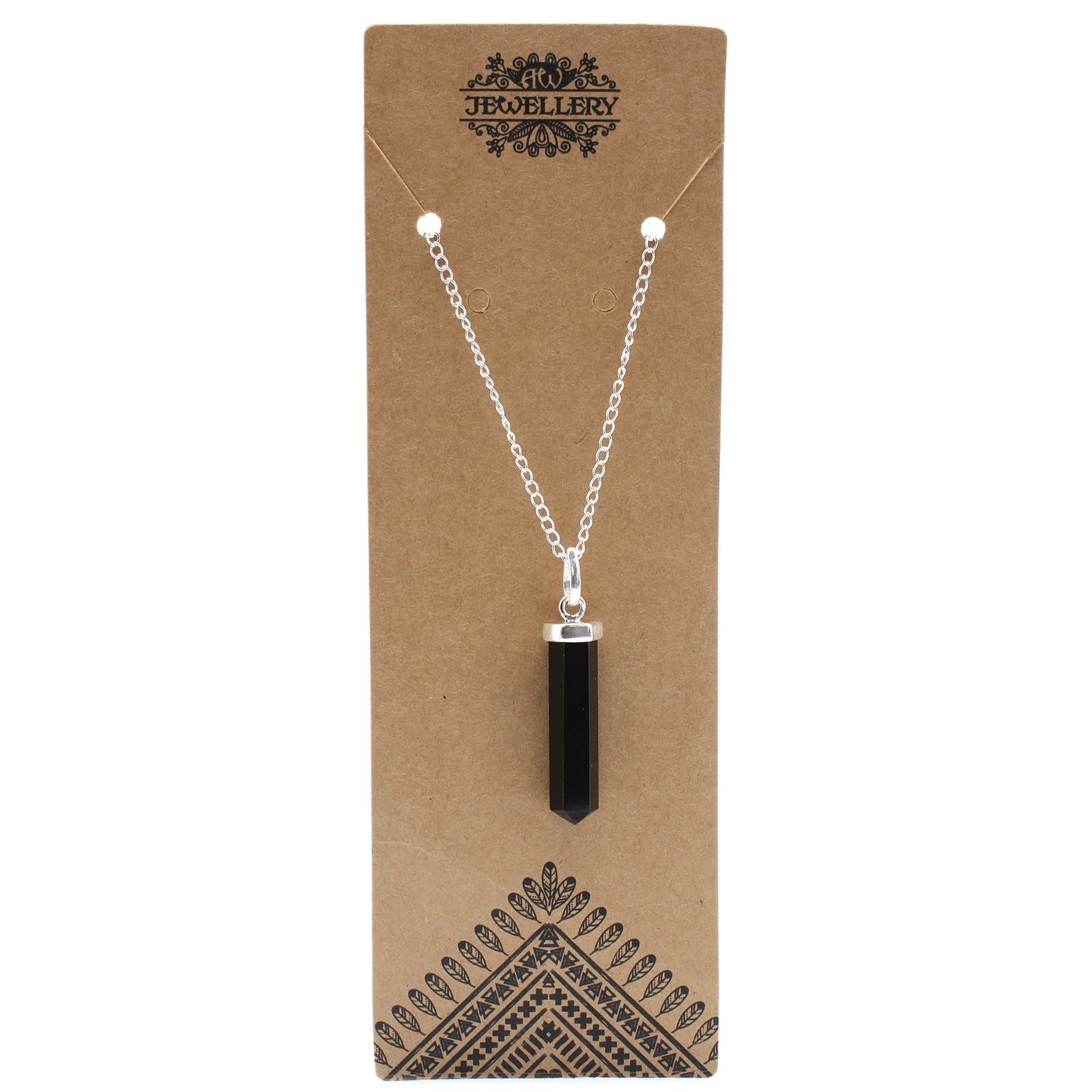 Black Agate Point Pendant – Handcrafted