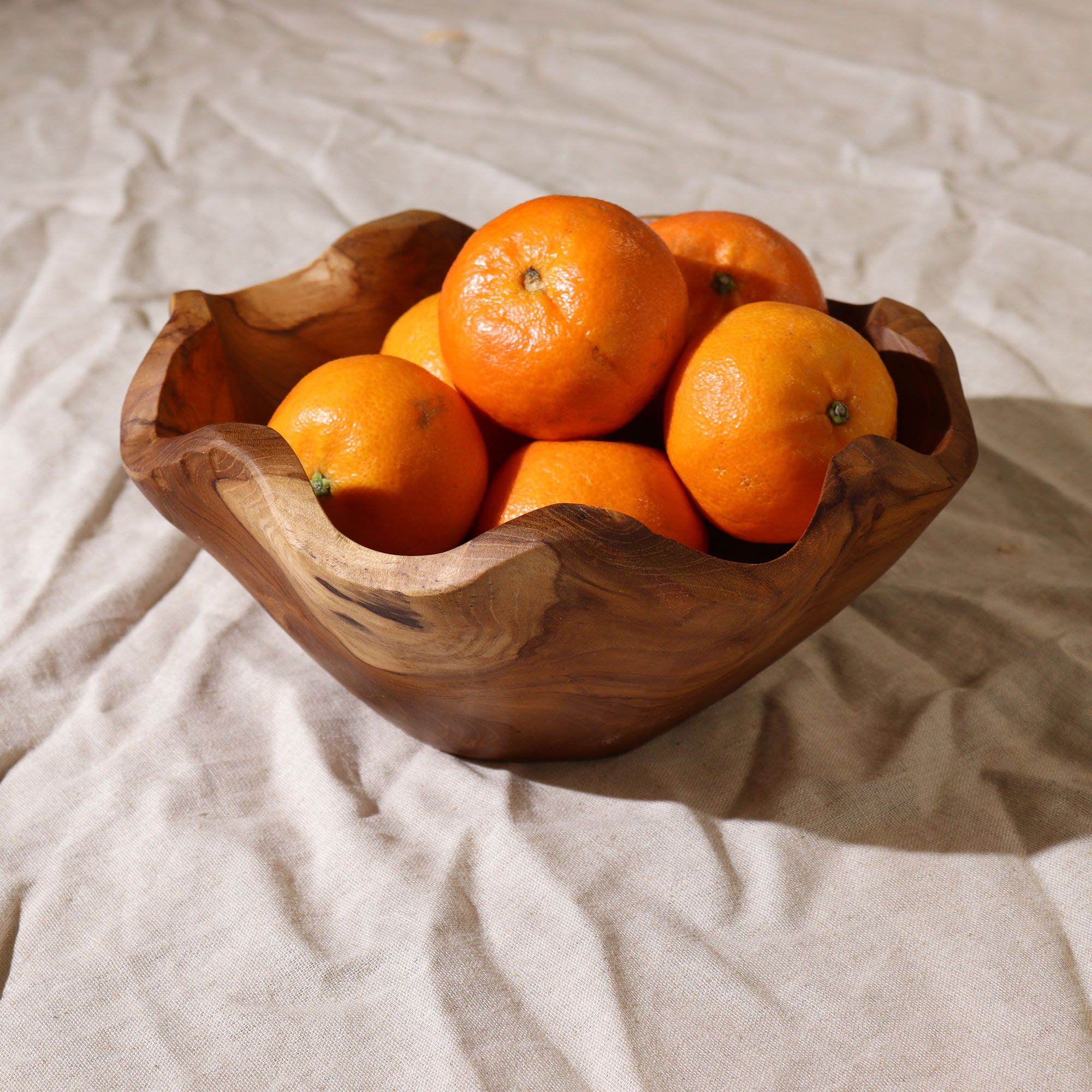 Medium Smooth Teak Wood Fruit Bowl