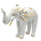 Hand-Carved Wooden Elephant – White & Gold