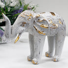 Hand-Carved Wooden Elephant – White & Gold