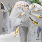 Hand-Carved Wooden Elephant – White & Gold