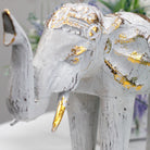 Hand-Carved Wooden Elephant – White & Gold