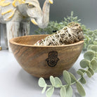 Hamsa Mango Wood Ritual Bowl – 14 cm