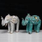 Hand-Carved Wooden Elephant – White & Gold
