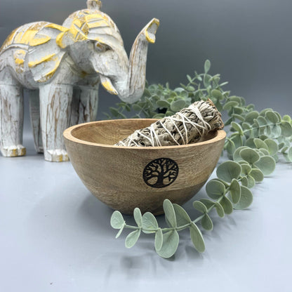 Tree of Life Wooden Ritual Bowl – 14x7cm