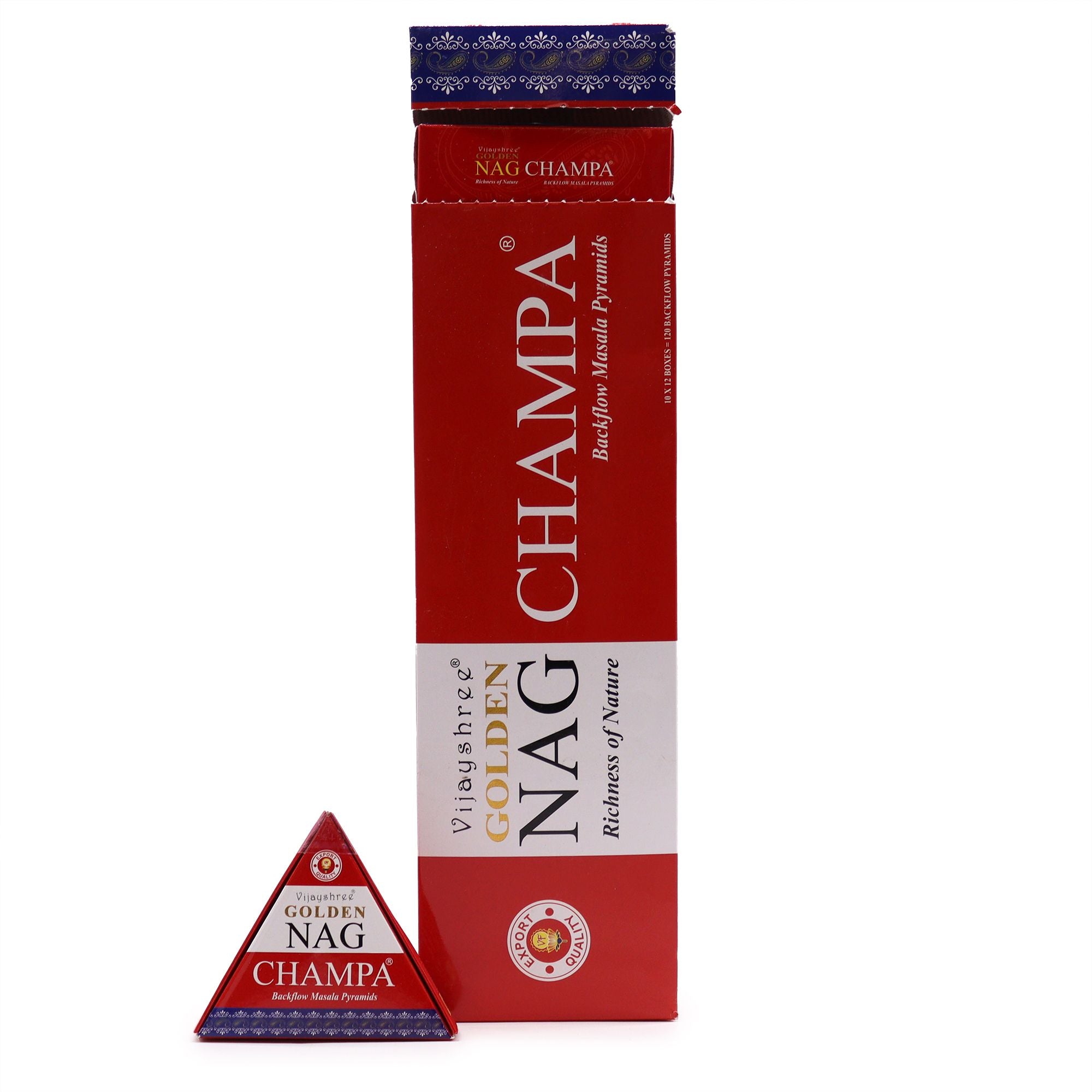 Golden Nag Champa Backflow Incense Cones – 10 Pack