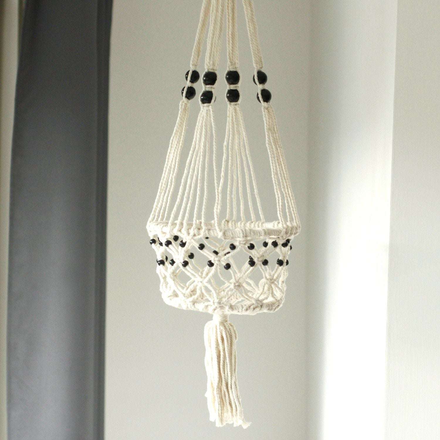 Macramé Plant Holder – Large | Single Beaded