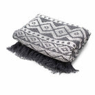 Grey Geometric Cotton Throw – 125 × 150 cm
