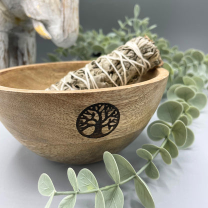Tree of Life Wooden Ritual Bowl – 14x7cm