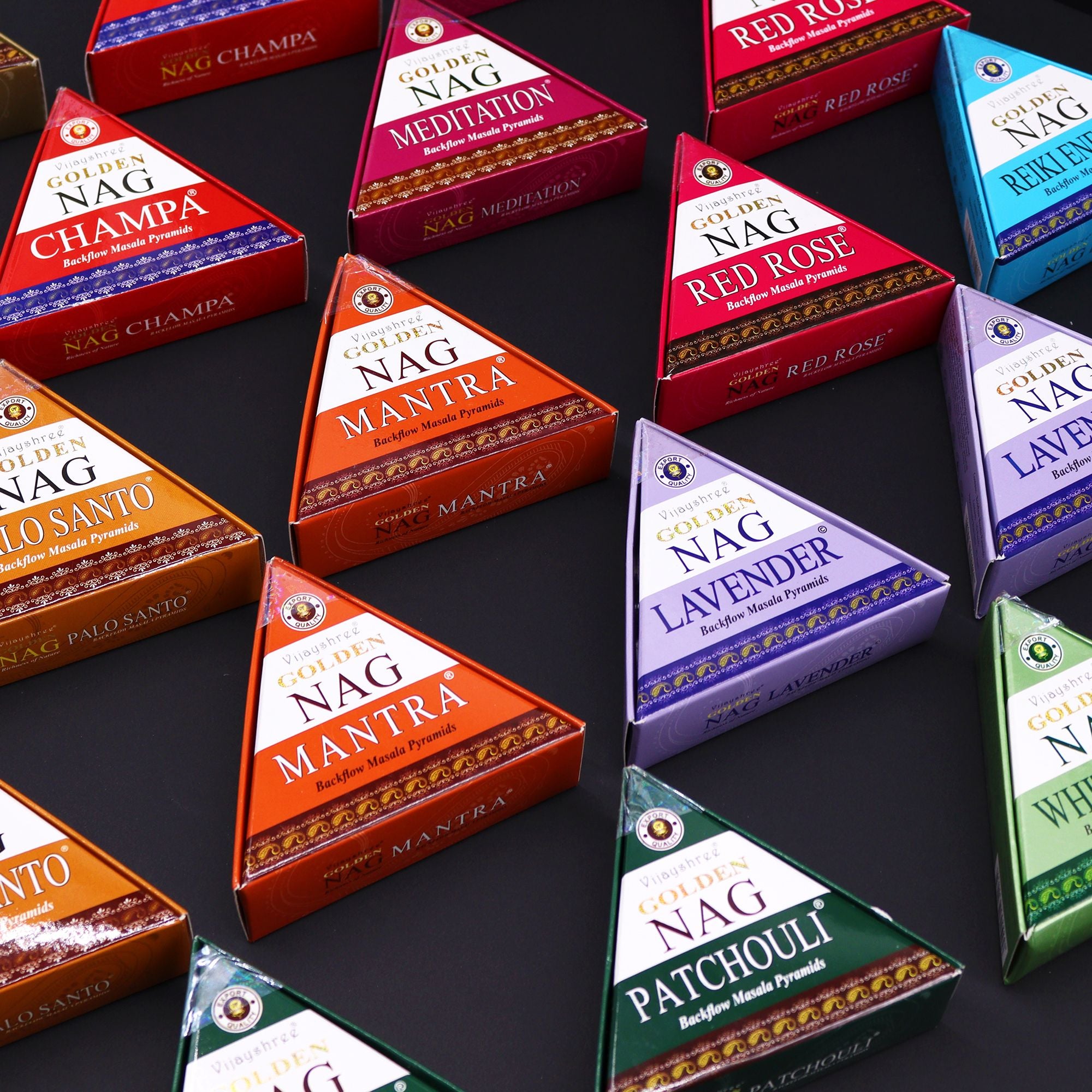 Golden Nag Champa Backflow Incense Cones – 10 Pack
