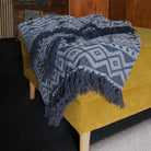 Grey Geometric Cotton Throw – 125 × 150 cm