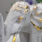 Hand-Carved Wooden Elephant – White & Gold