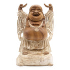 Hand-Carved Hands Up Buddha Statue – Whitewash