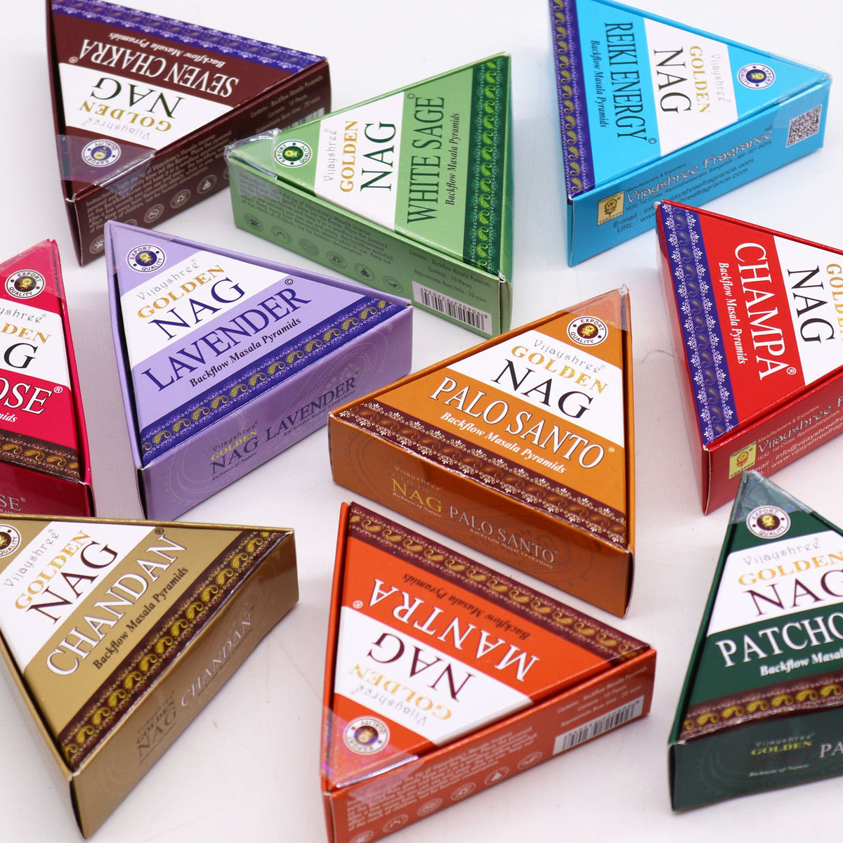 Golden Nag Champa Backflow Incense Cones – 10 Pack