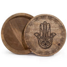 Black Engraved Hamsa Mango Wood Keepsake Box

