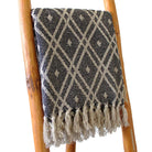 Black & Beige Cotton Throw – 125 × 150 cm