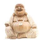 Large Hand-Carved Happy Buddha Statue – Whitewash