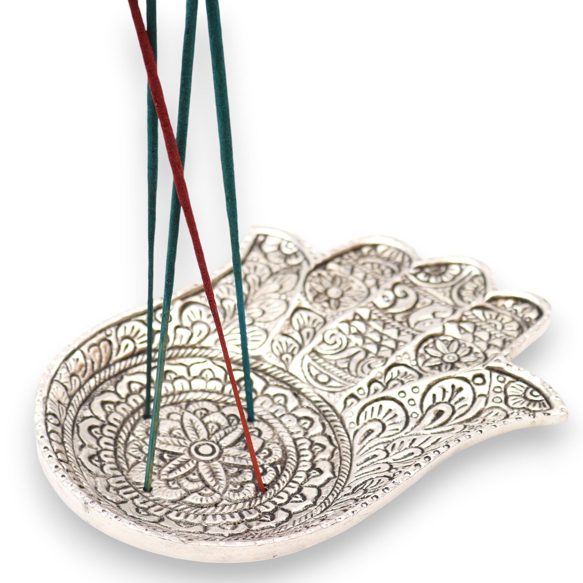 Polished Aluminium Hamsa Incense Holder