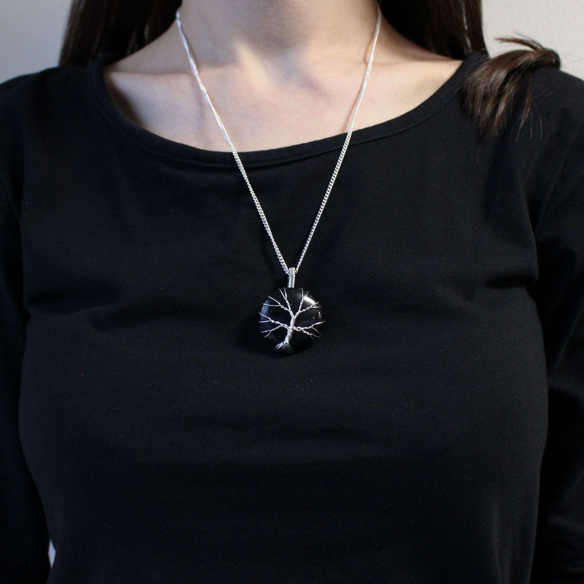 Tree of Life Black Onyx Necklace – Handcrafted