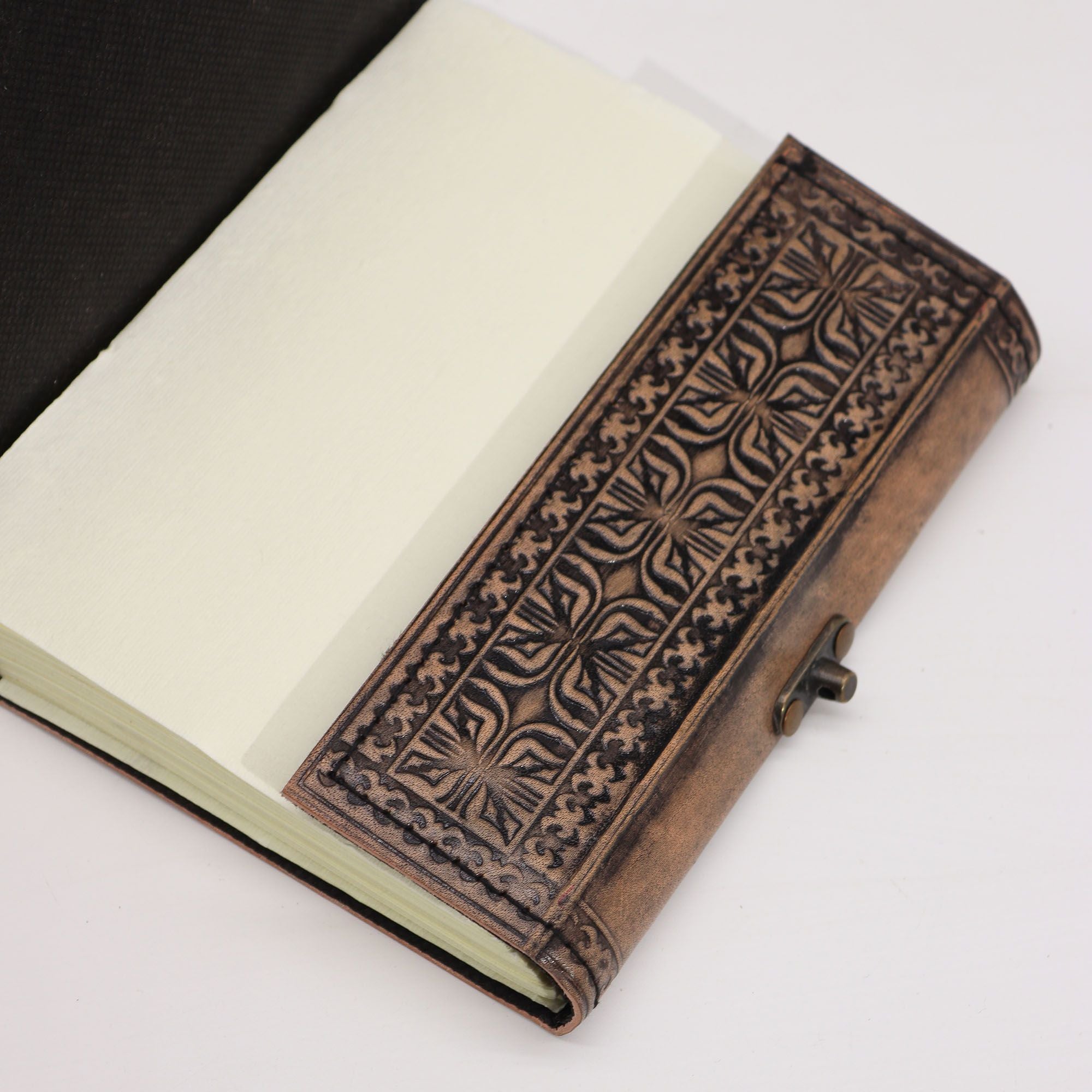 Antique Grey Hamsa Leather Notebook – 200 Pages