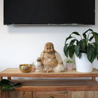 Large Hand-Carved Happy Buddha Statue – Whitewash