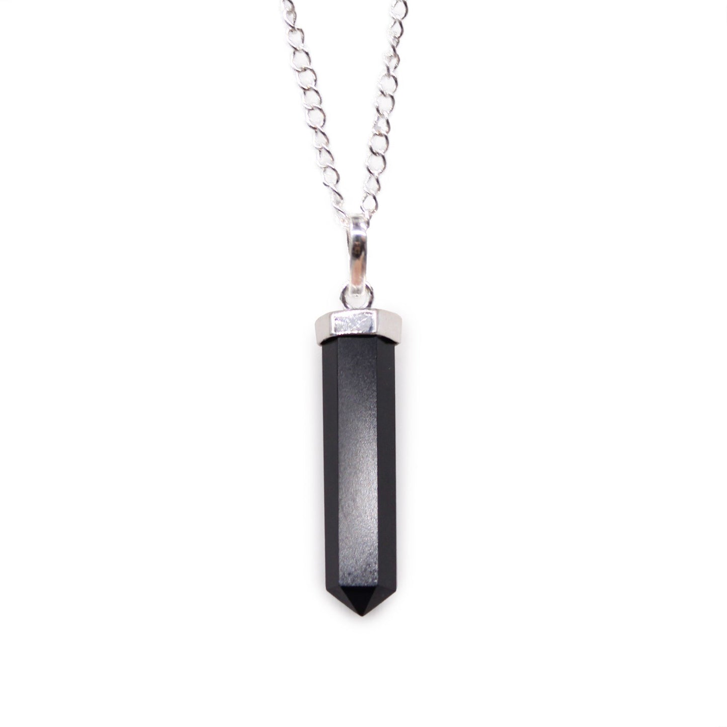 Black Agate Point Pendant – Handcrafted