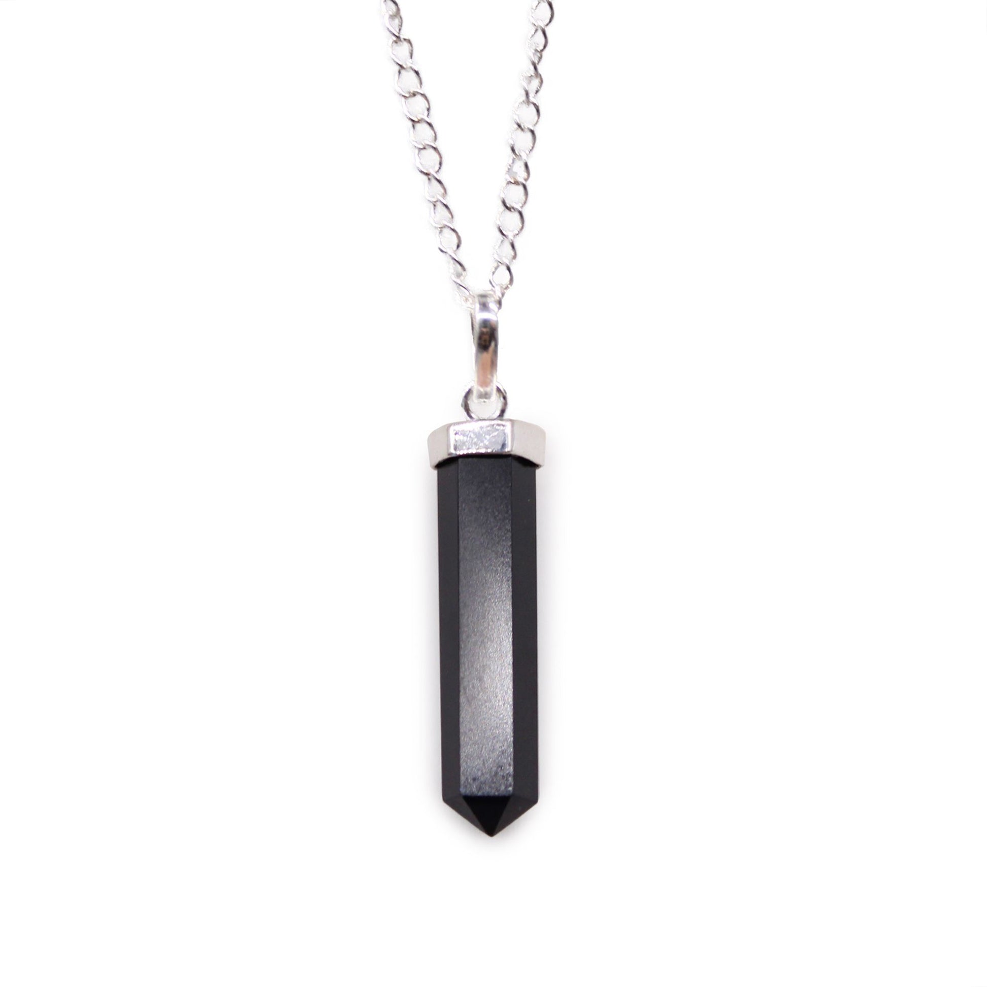 Black Agate Point Pendant – Handcrafted