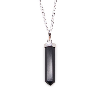 Black Agate Point Pendant – Handcrafted