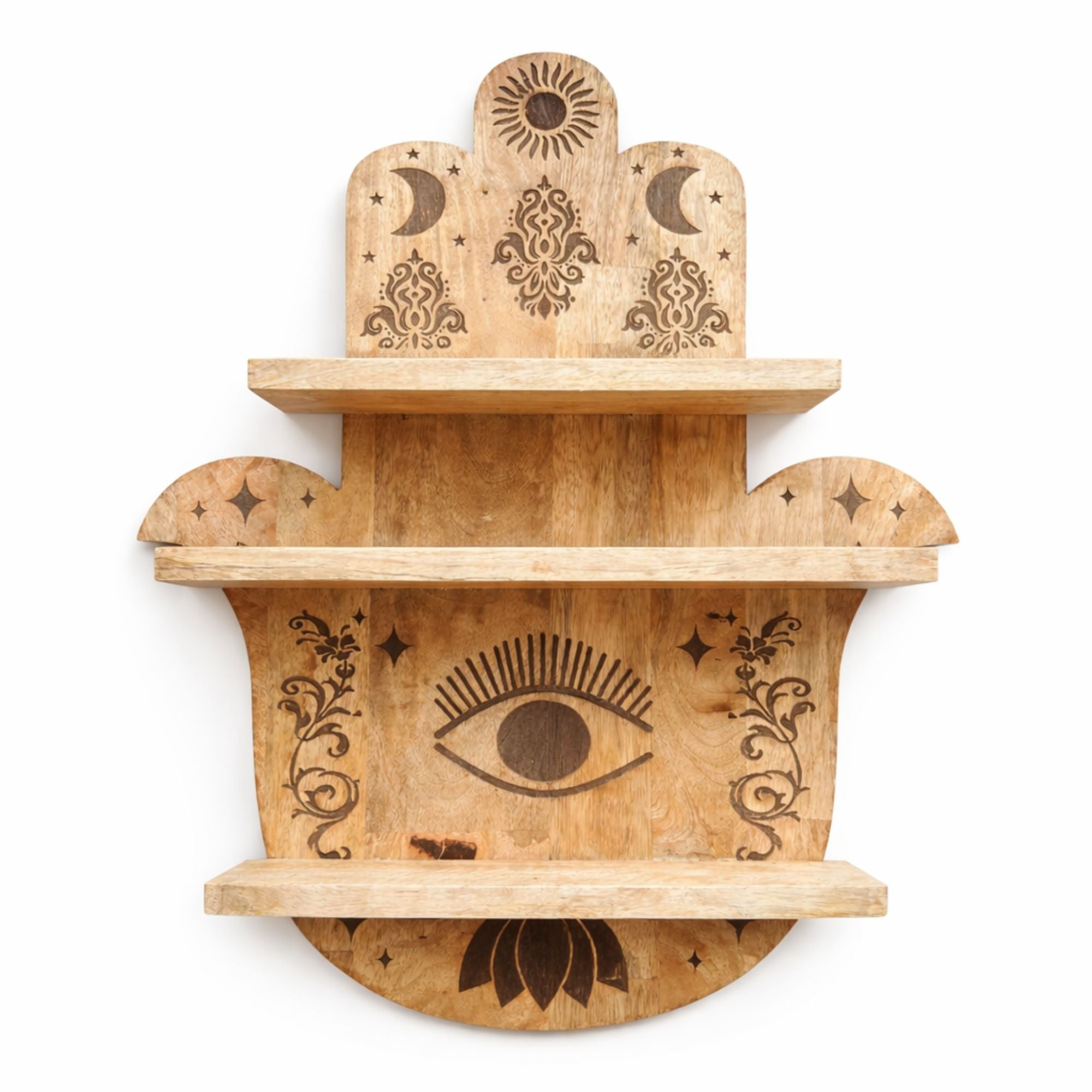 Hamsa Wall Shelf in Mango Wood
