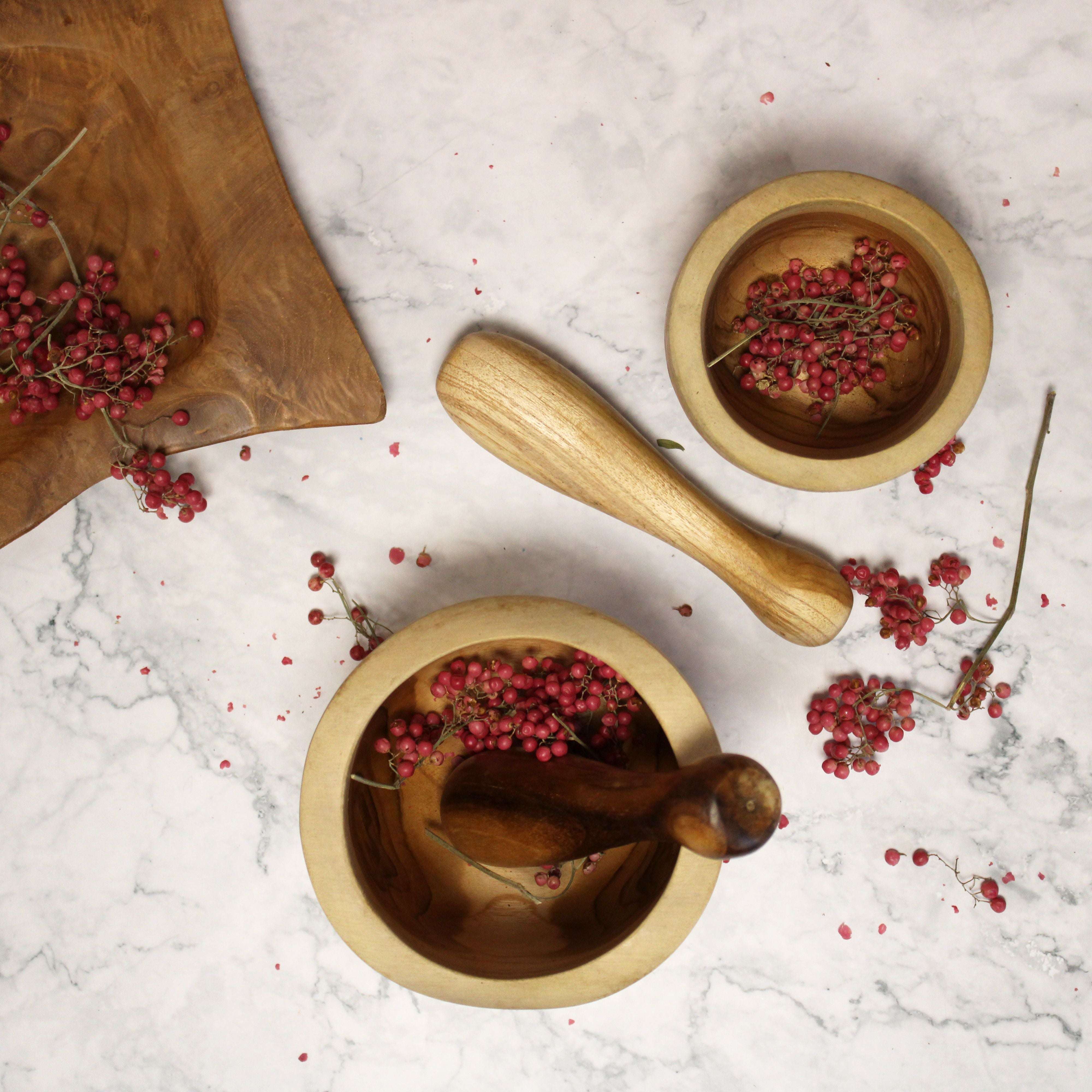 Handcrafted Teak Wood Pestle & Mortar – Small