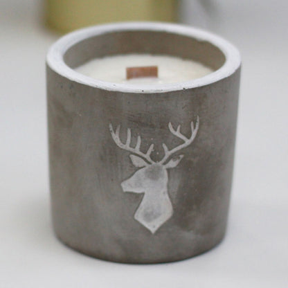 Med Concrete Soy Candle - Stag Head - Whiskey & Woodsmoke