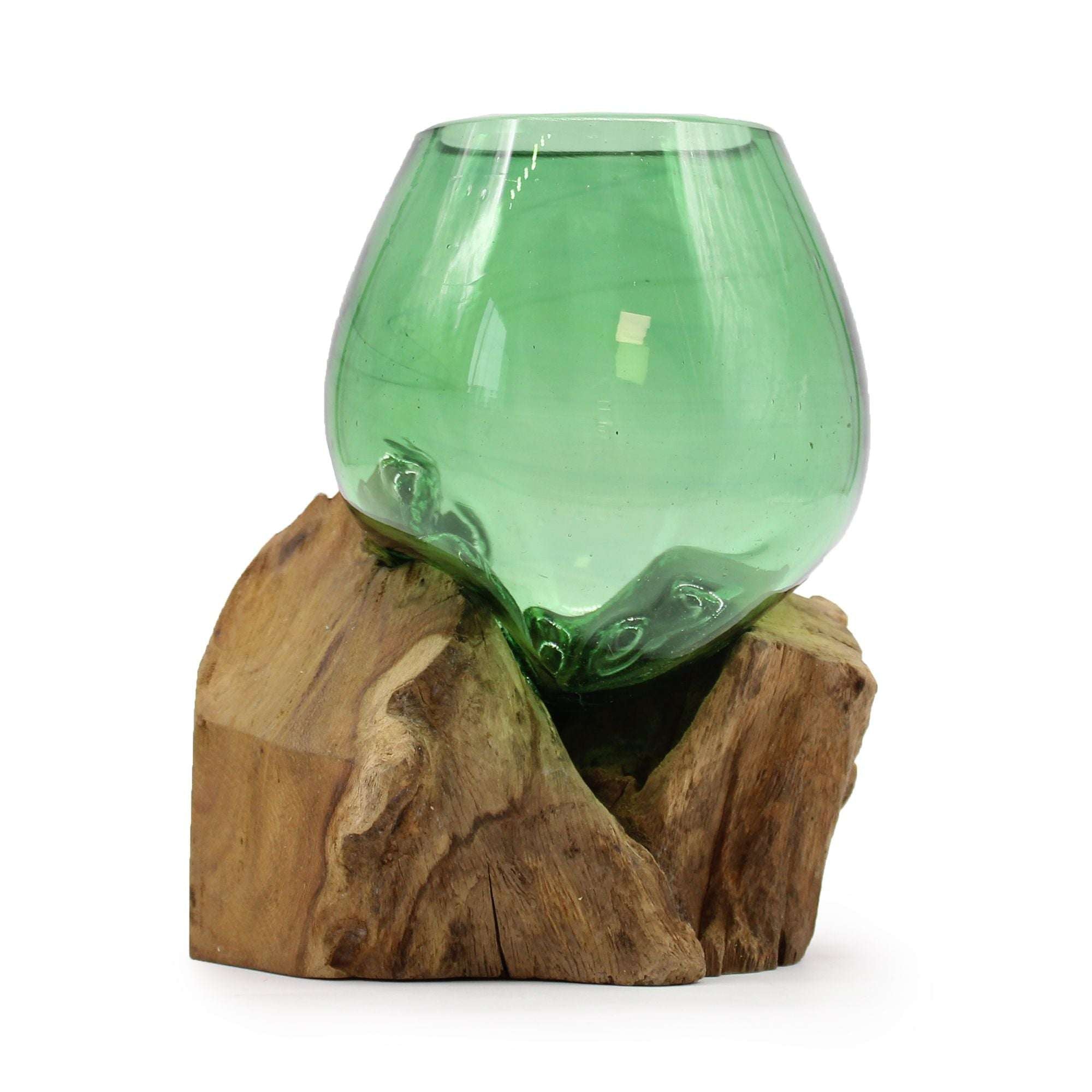Recycled Glass Bowl on Gamal Wood – Small