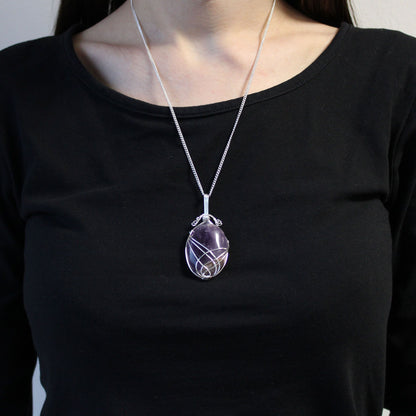 Swirl Amethyst Gemstone Necklace – Handcrafted