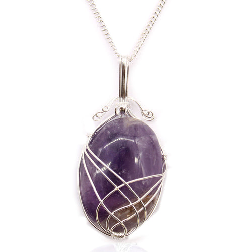 Swirl Amethyst Gemstone Necklace – Handcrafted