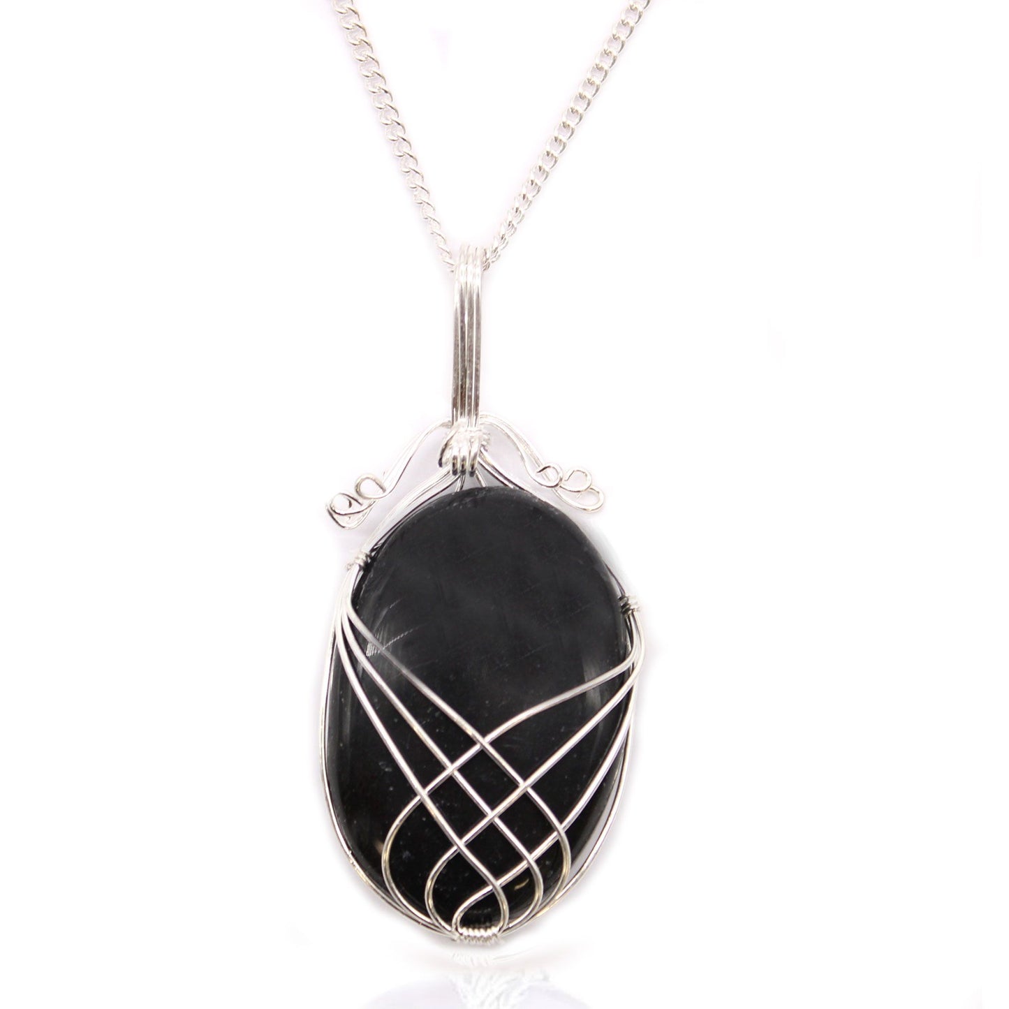 Swirl Black Onyx Gemstone Necklace – Handcrafted