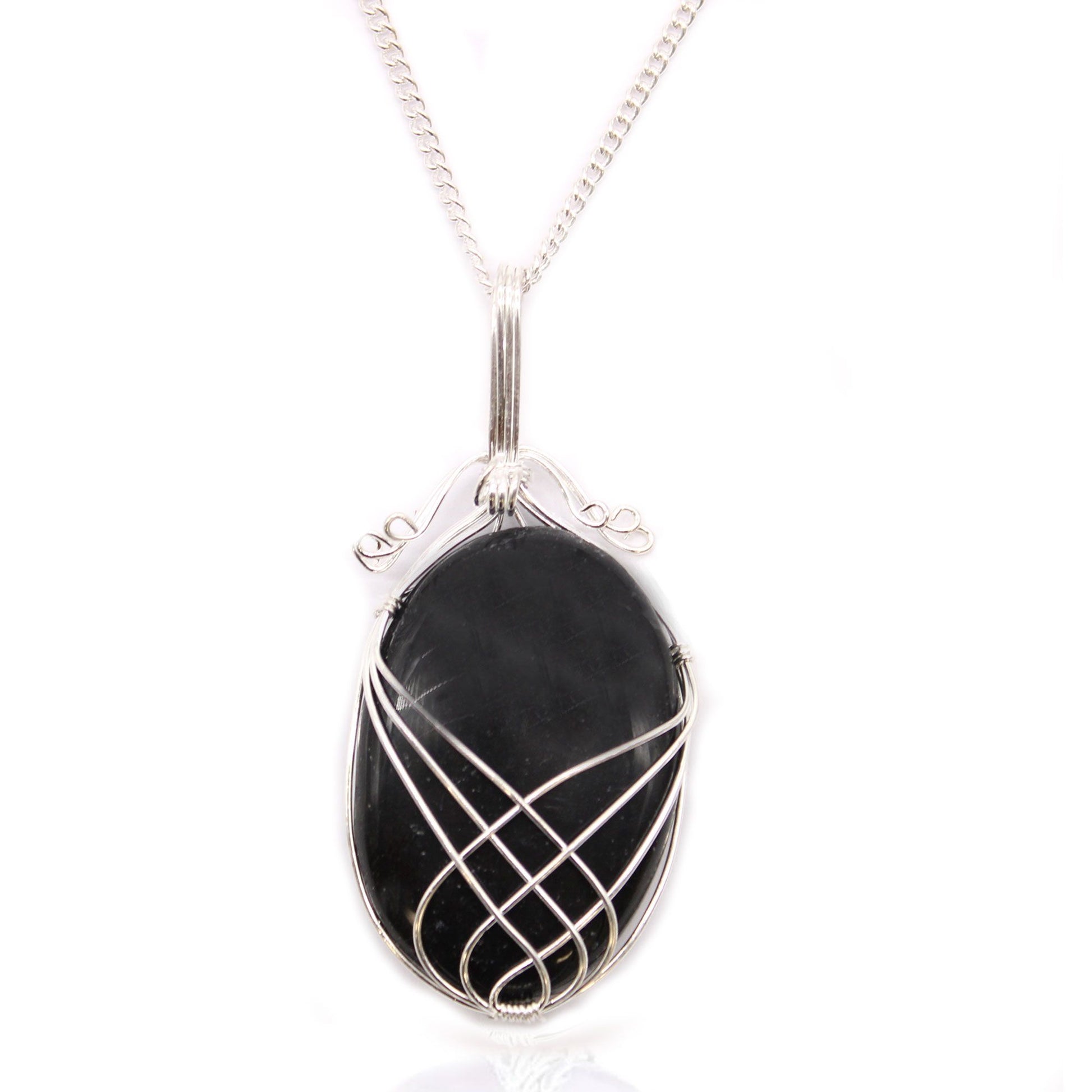 Swirl Black Onyx Gemstone Necklace – Handcrafted