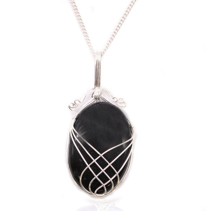 Swirl Black Onyx Gemstone Necklace – Handcrafted