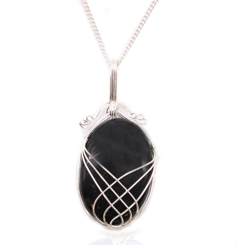 Swirl Black Onyx Gemstone Necklace – Handcrafted