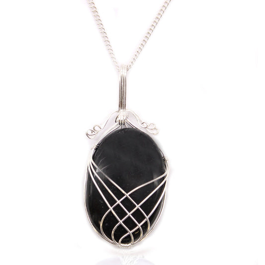 Swirl Black Onyx Gemstone Necklace – Handcrafted