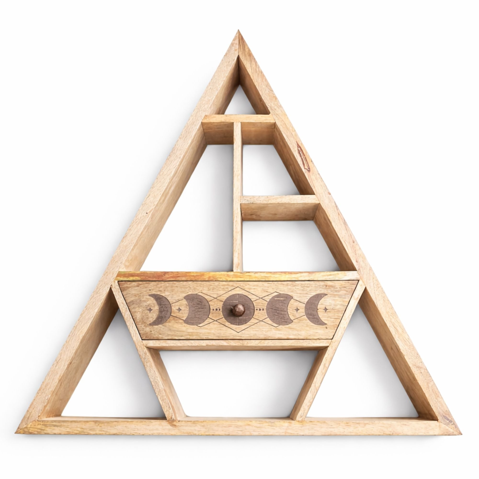 Moon Phase Triangle Wall Shelf with Drawer