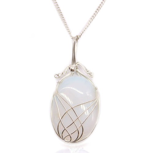 Swirl Opalite Gemstone Necklace – Handcrafted
