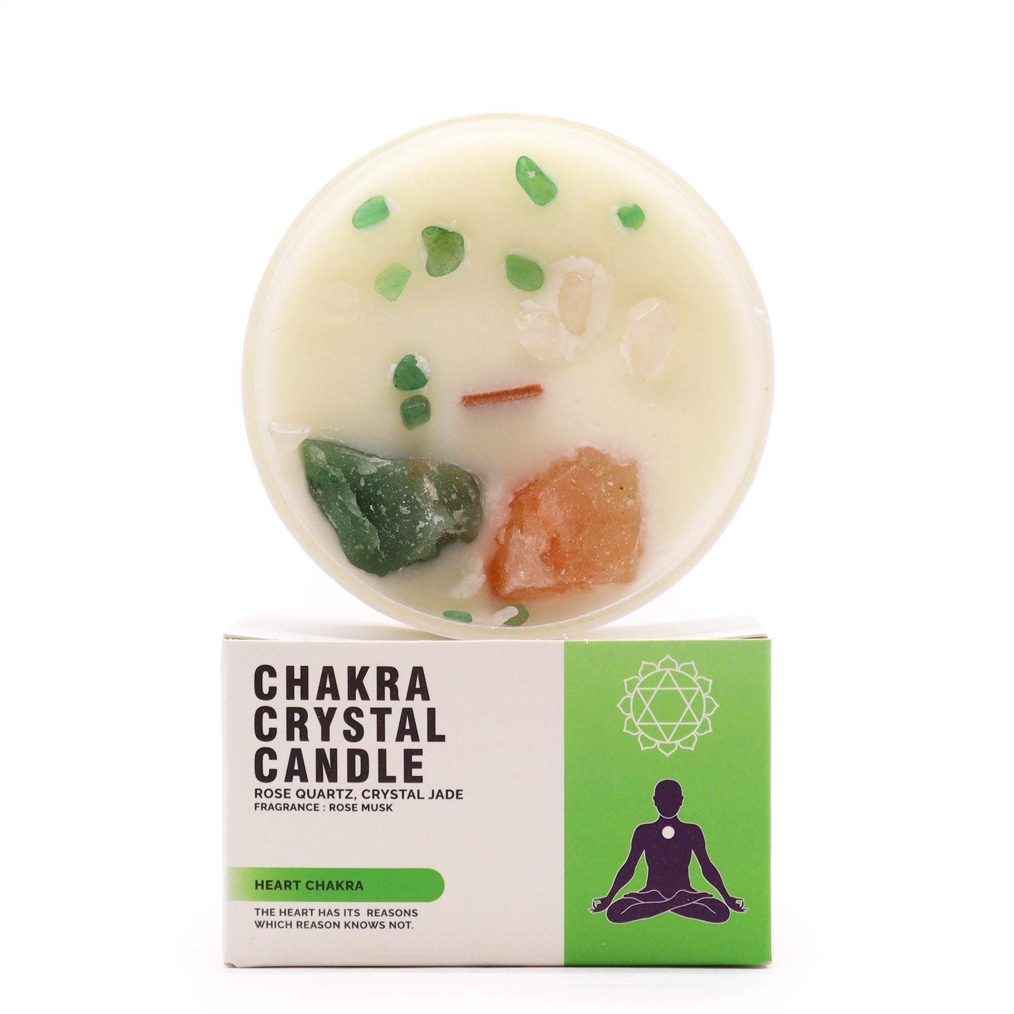 Heart Chakra Crystal Candle – Rose Musk