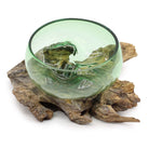 Recycled Glass Bowl on Gamal Wood – Large & Wide