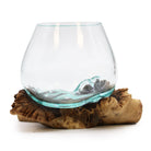Molten Glass Bowl on Wood – Small